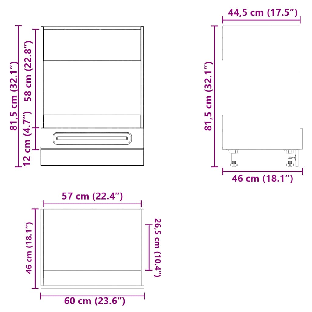 Oven Cabinet Kalmar High Gloss White Engineered Wood