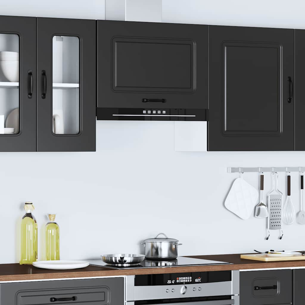 Kitchen Wall Cabinet Kalmar Black Engineered Wood