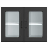 Kitchen Wall Cabinet with Glass Door Kalmar Black Engineered Wood