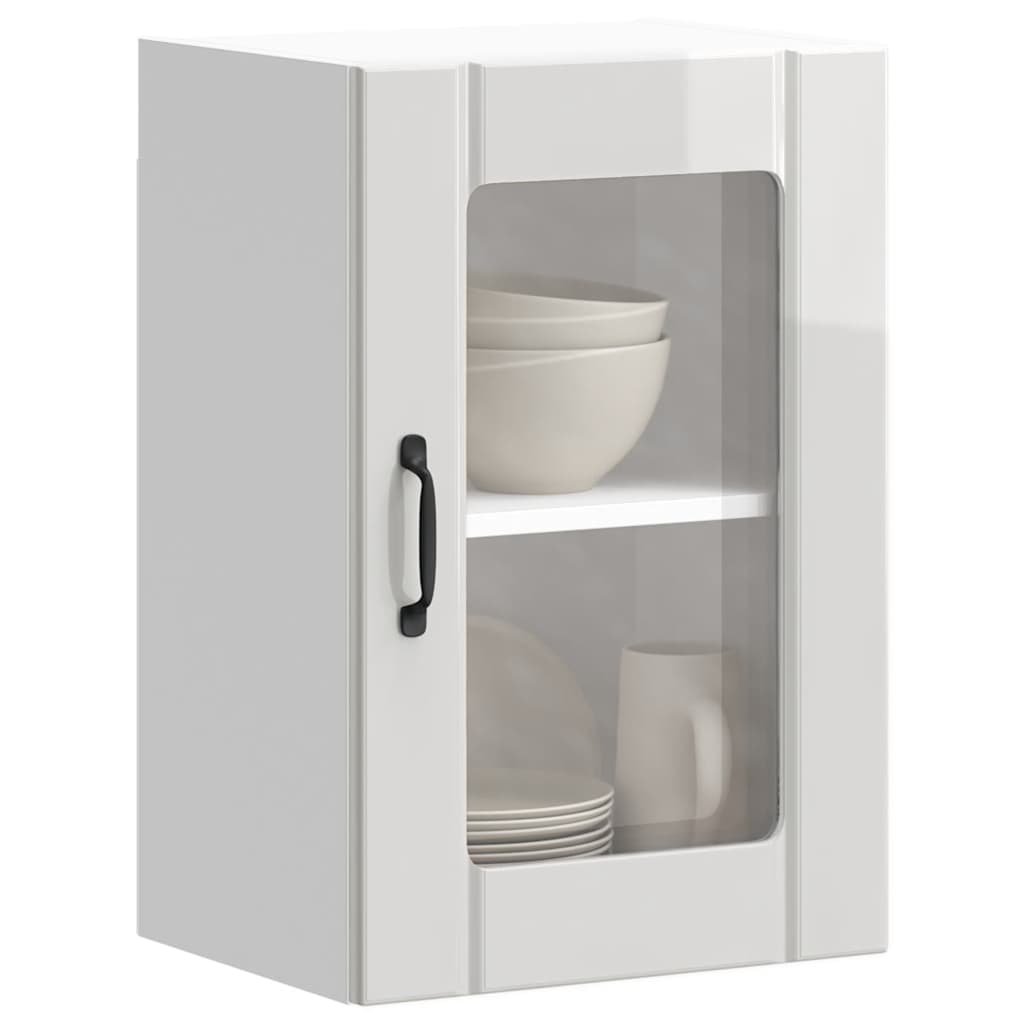 Kitchen Wall Cabinet with Glass Door Lucca High Gloss White