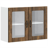 Kitchen Wall Cabinet with Glass Door Lucca Smoked Oak Engineered Wood