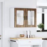 Kitchen Wall Cabinet with Glass Door Lucca Smoked Oak Engineered Wood