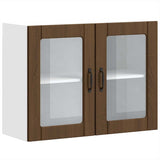 Kitchen Wall Cabinet with Glass Door Lucca Brown Oak Engineered Wood