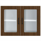 Kitchen Wall Cabinet with Glass Door Lucca Brown Oak Engineered Wood