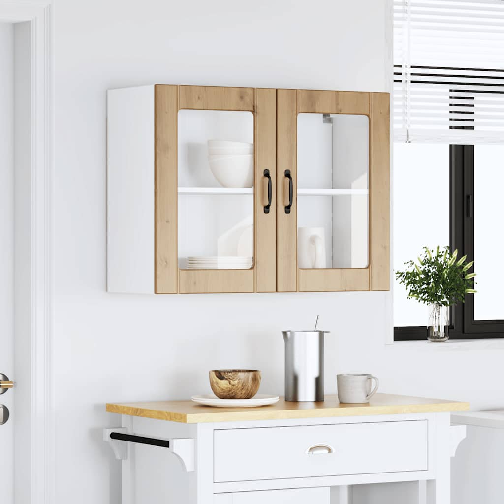 Kitchen Wall Cabinet with Glass Door Lucca Artisan Oak Engineered Wood