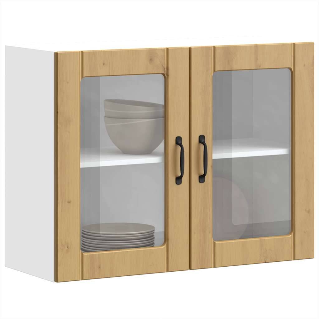 Kitchen Wall Cabinet with Glass Door Lucca Artisan Oak Engineered Wood