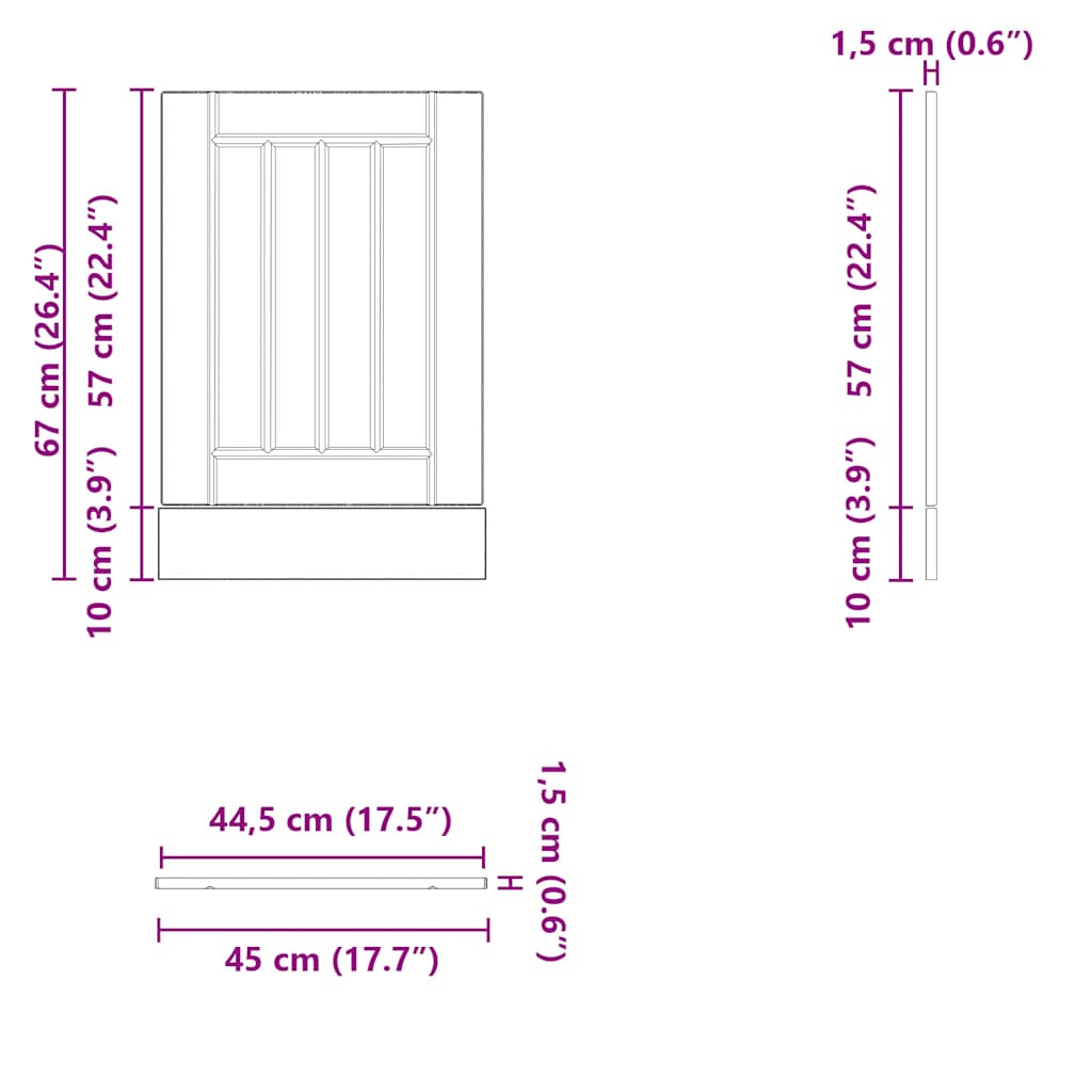 Dishwasher Panel Lucca Black Engineered Wood