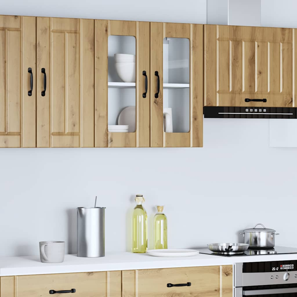 Kitchen Wall Cabinet with Glass Door Lucca Artisan Oak Engineered Wood