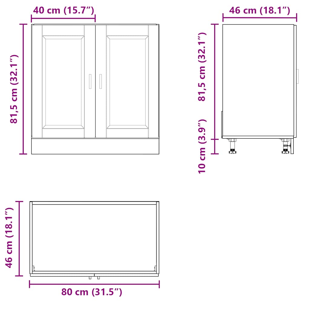 Sink Base Cabinet "Porto" White 80x46x81.5 cm Engineered Wood