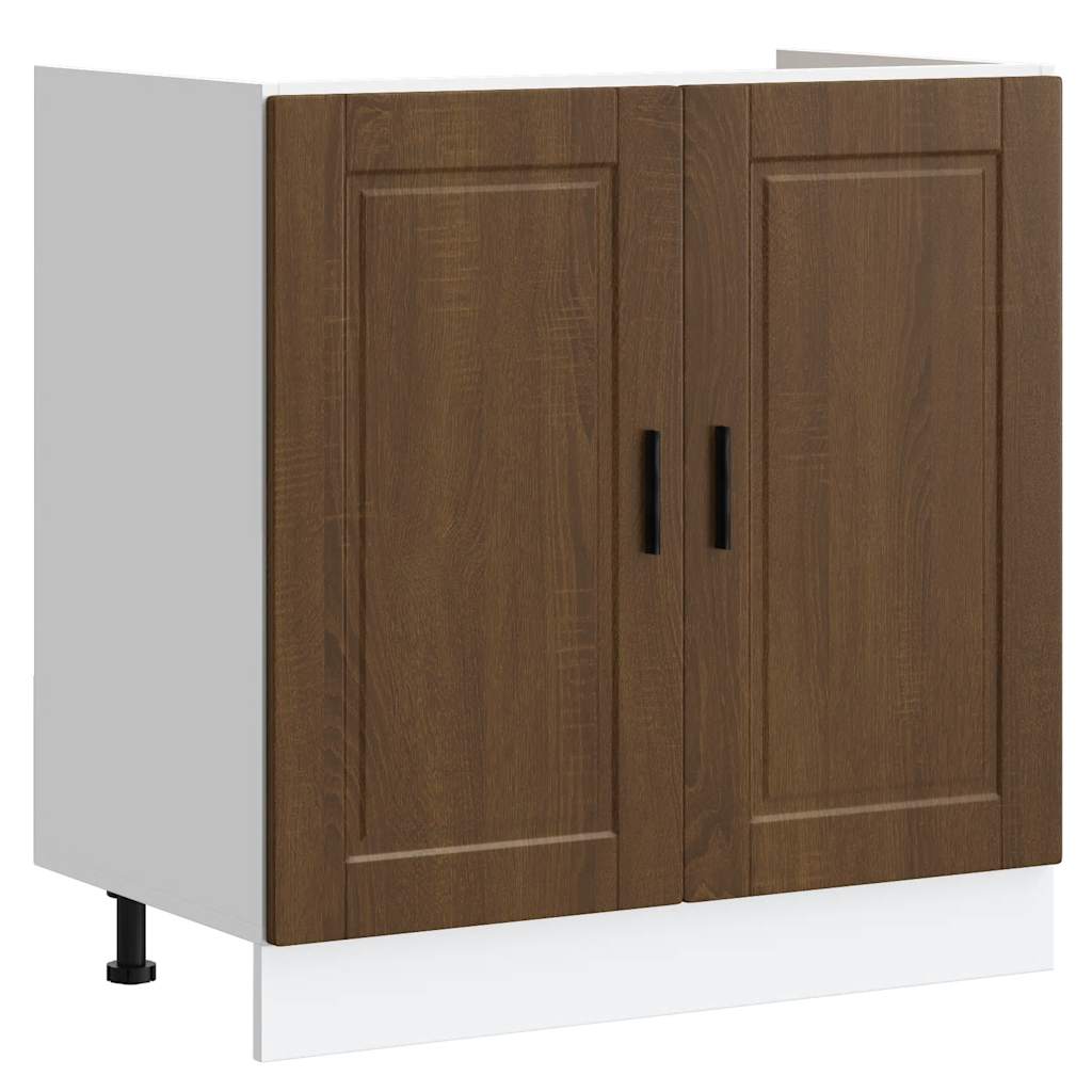 Sink Base Cabinet "Porto" Brown Oak 80x46x81.5 cm Engineered Wood