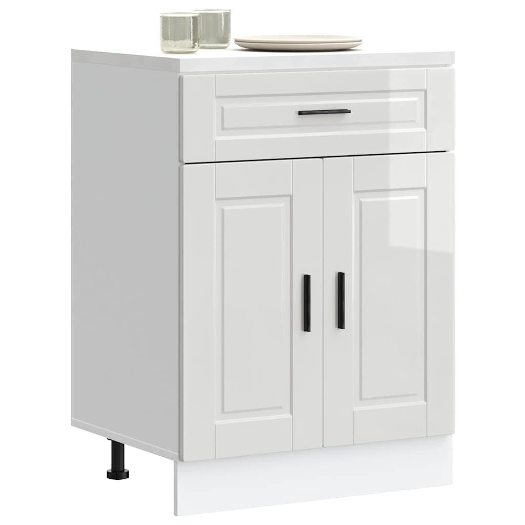 Kitchen Base Cabinet Porto High Gloss White Engineered Wood