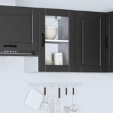 Kitchen Wall Cabinet with Glass Door Porto Black