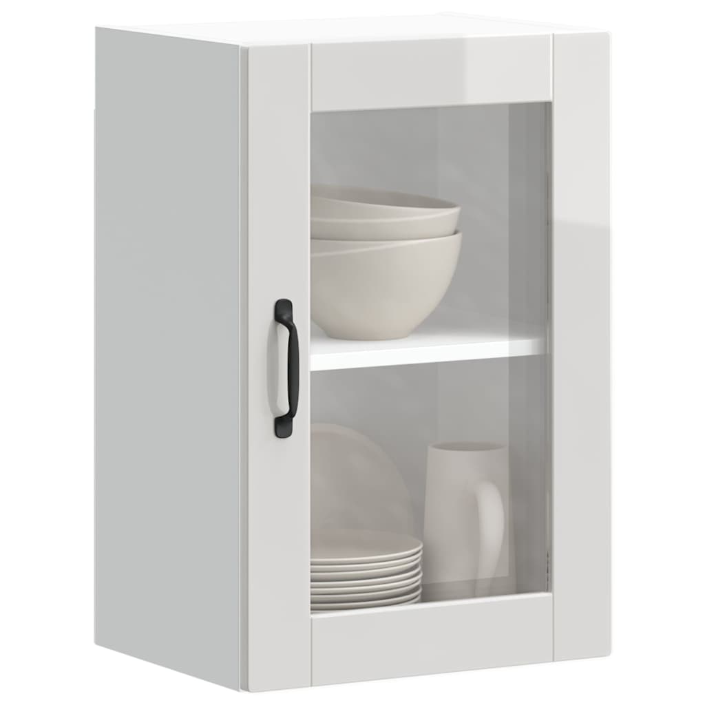 Kitchen Wall Cabinet with Glass Door Porto High Gloss White