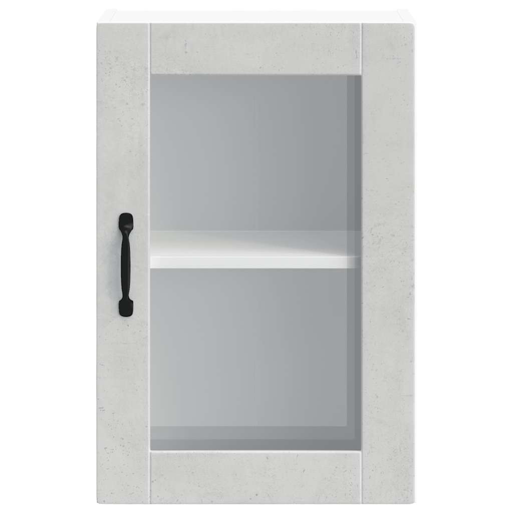 Kitchen Wall Cabinet with Glass Door Porto Concrete Grey