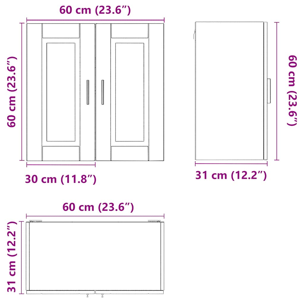 Kitchen Wall Cabinet Porto Smoked Oak Engineered Wood