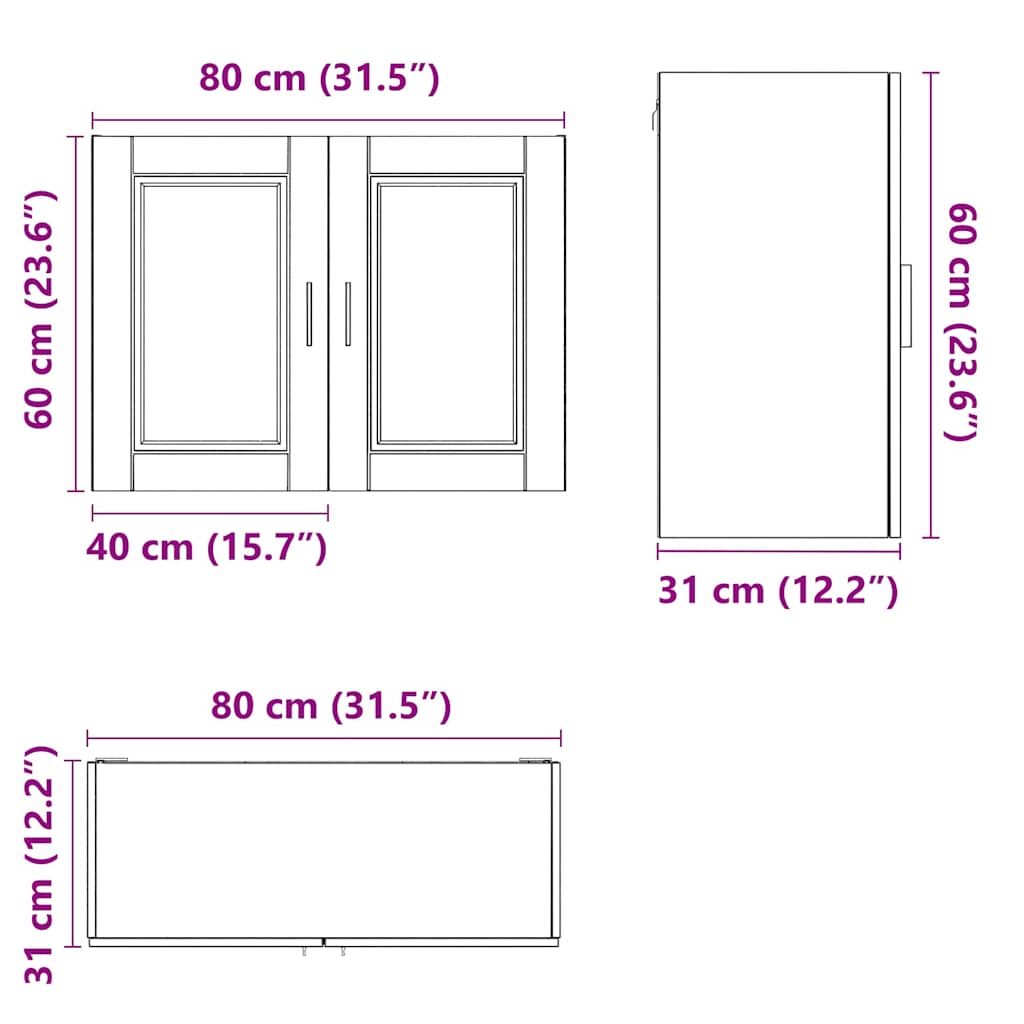 Kitchen Wall Cabinet Porto Black Engineered Wood