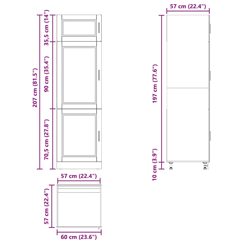 Kitchen Cupboard "Porto" Concrete Grey Engineered Wood