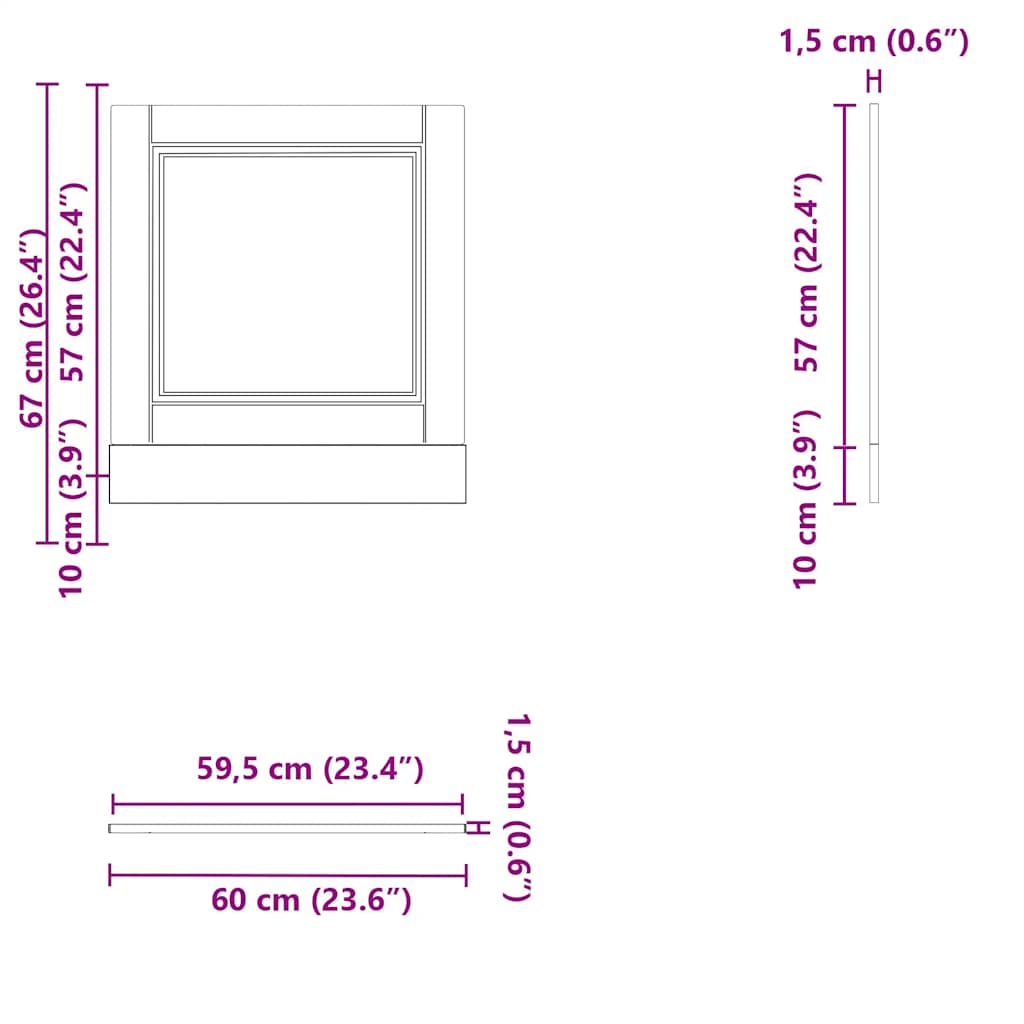 Dishwasher Panel Porto Concrete Grey 60x1.5x67 cm Engineered Wood