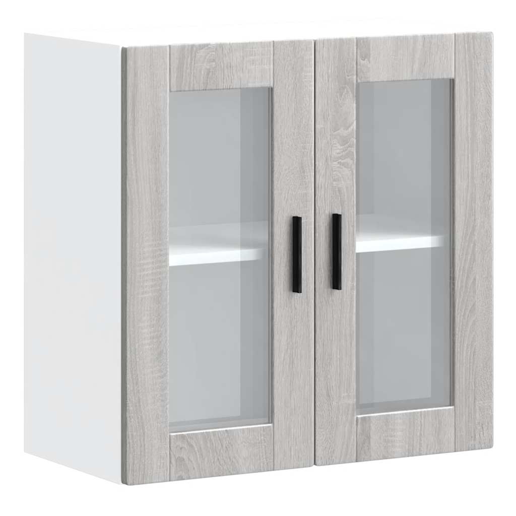 Kitchen Wall Cabinet with Glass Door Porto Grey Sonoma