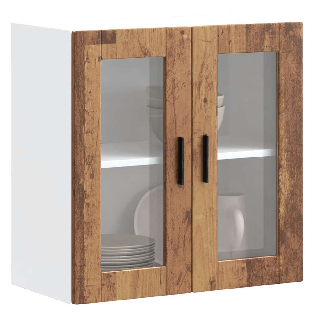 Kitchen Wall Cabinet with Glass Door Porto Old Wood