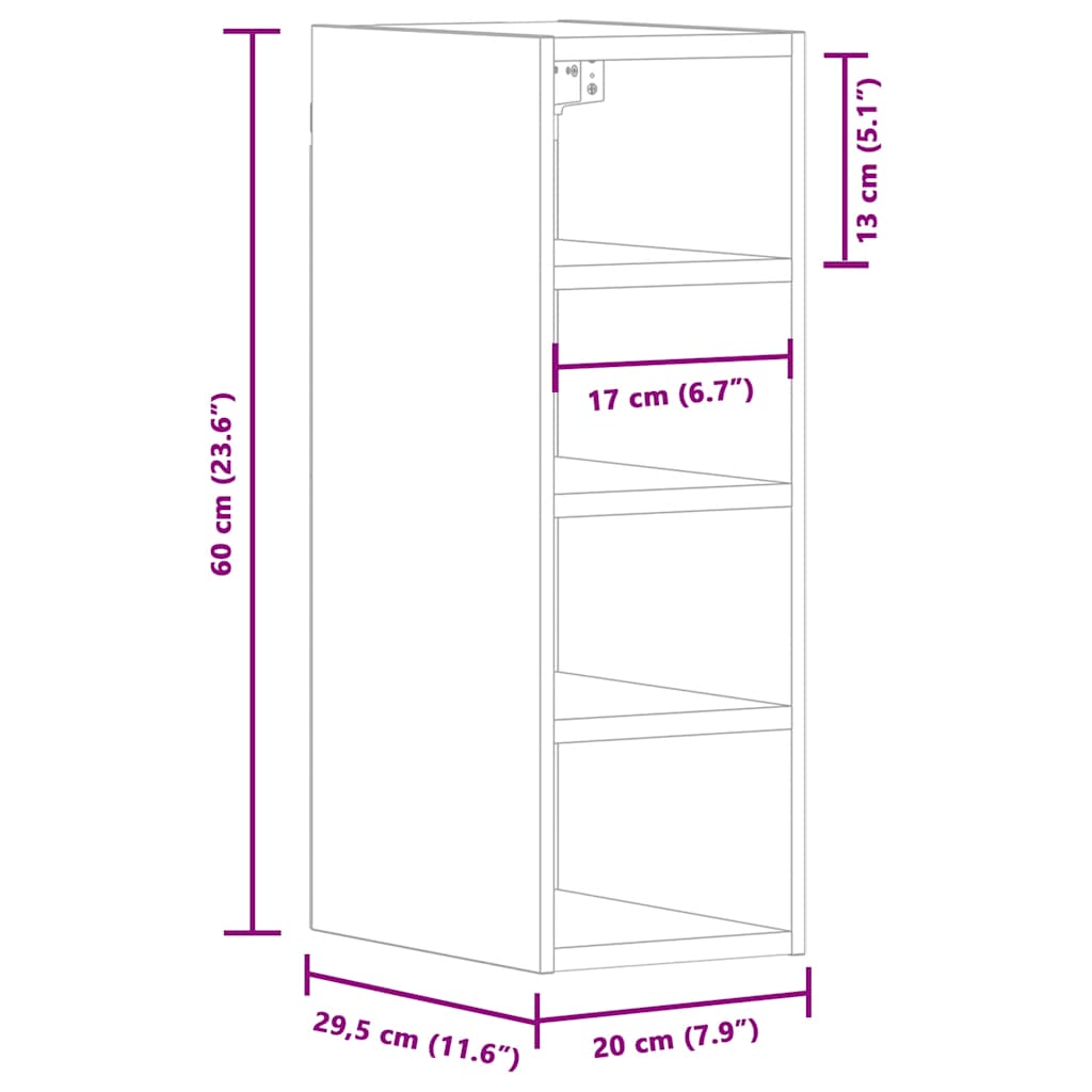 Hanging Cabinet Riga Sonoma Oak 20x29.5x60 cm Engineered Wood