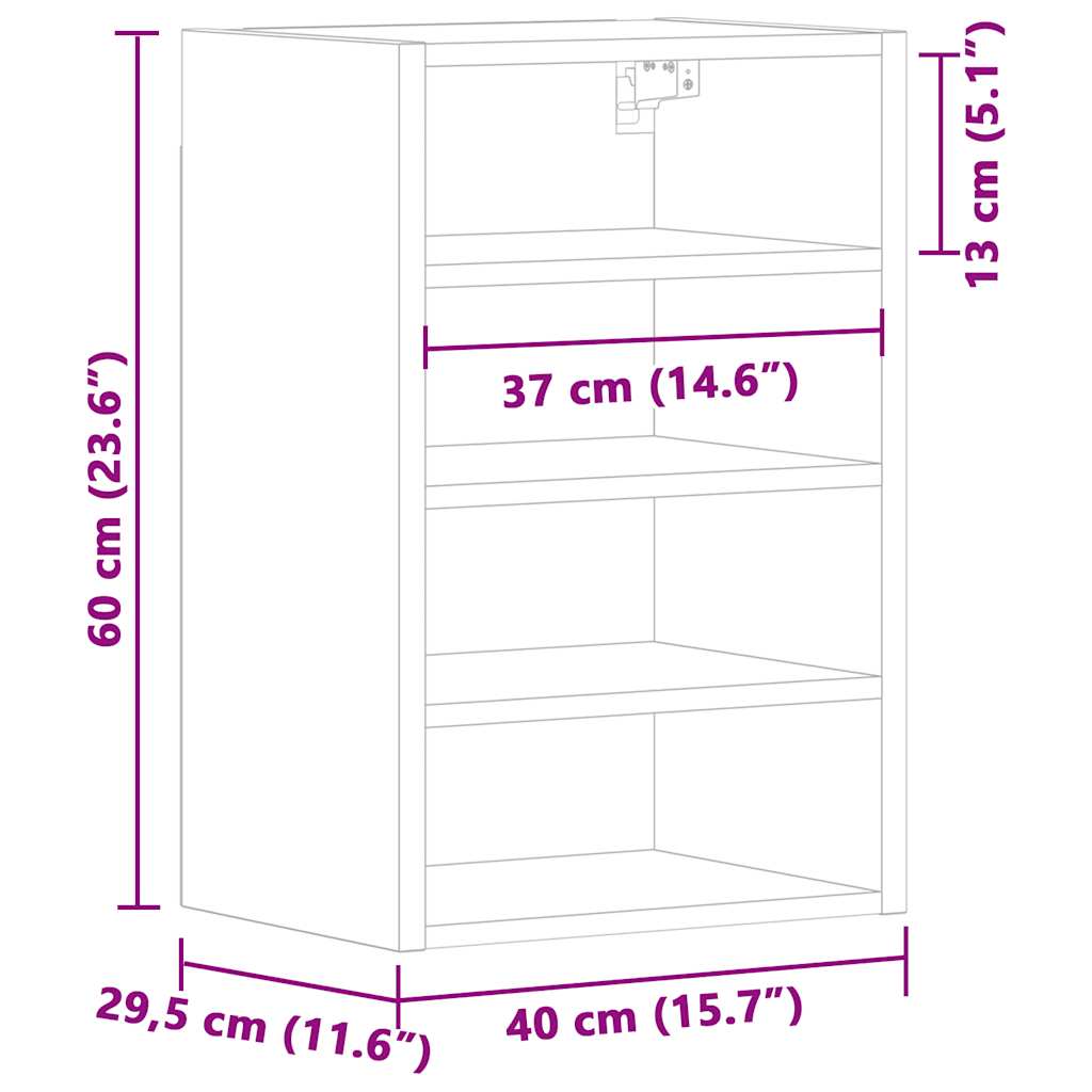 Hanging Cabinet Riga Old Wood 40x29.5x60 cm Engineered Wood