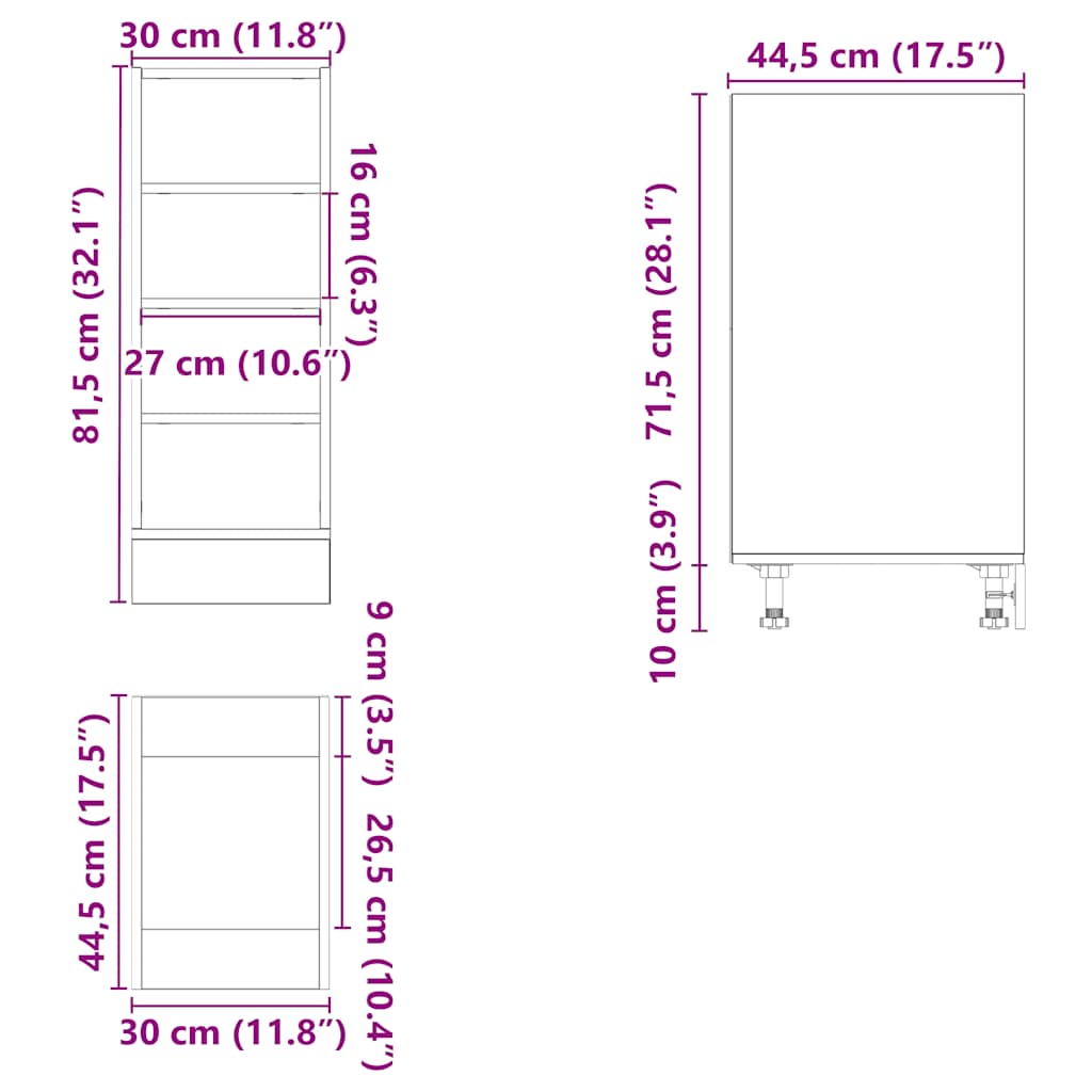 Bottom Cabinet Riga White 30x44.5x81.5 cm Engineered Wood