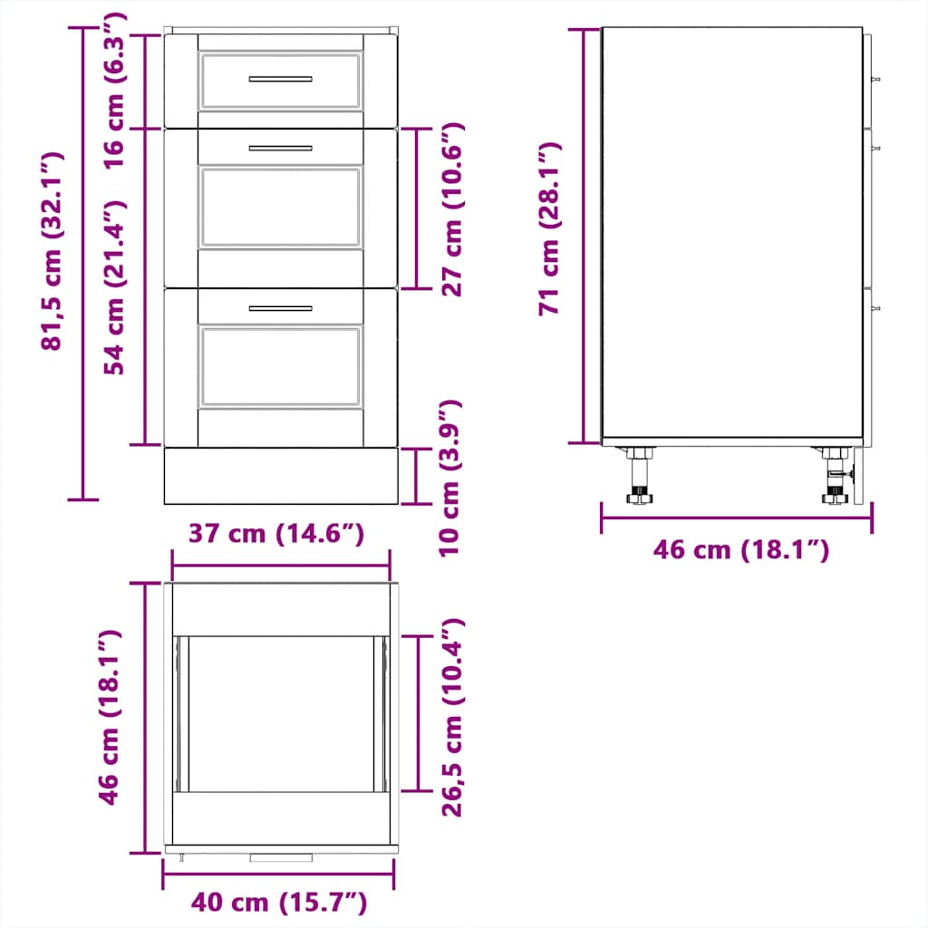 Kitchen Base Cabinet Porto Sonoma Oak Engineered Wood