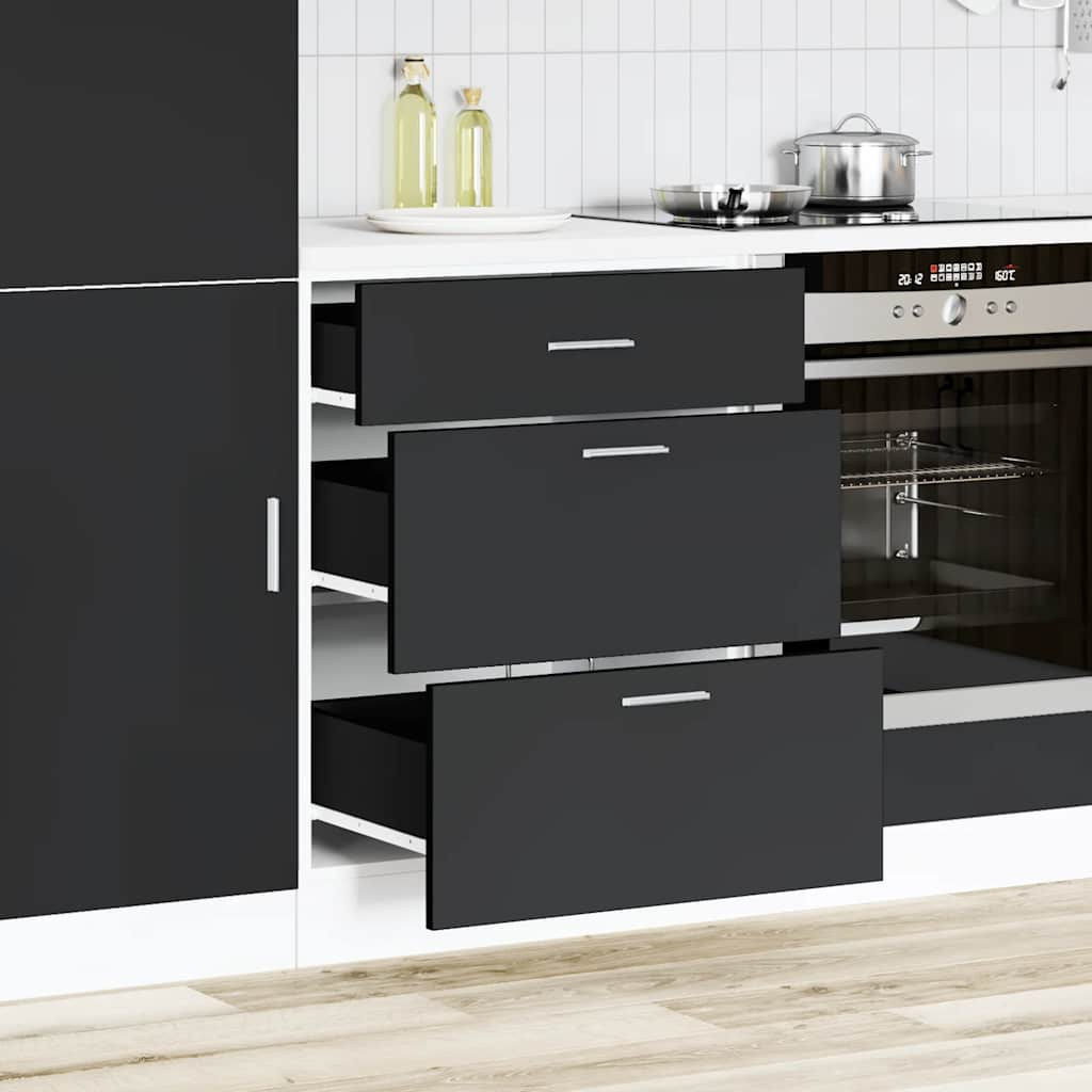 Kitchen Base Cabinet Lyon Black Engineered Wood