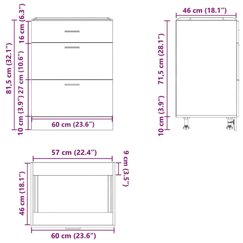 Kitchen Base Cabinet Lyon Sonoma Oak Engineered Wood