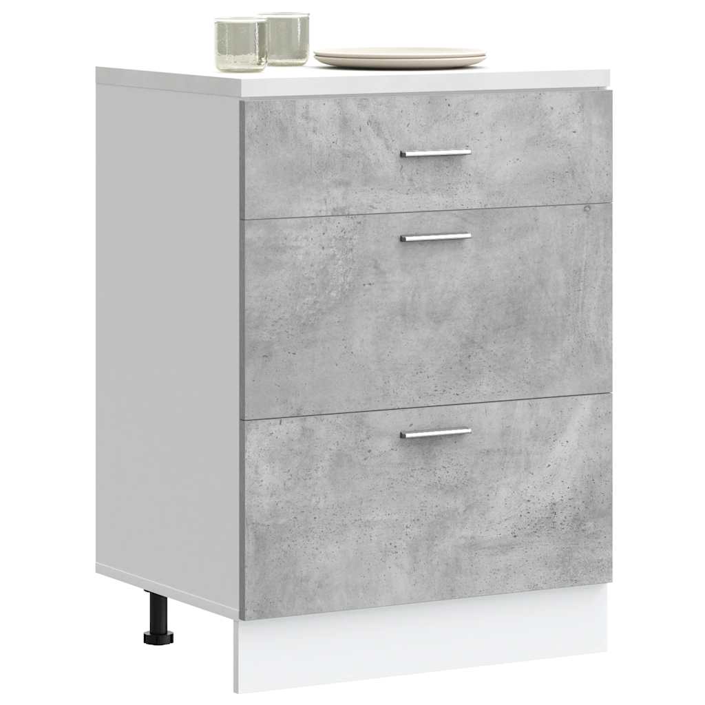 Kitchen Base Cabinet Lyon Concrete Grey Engineered Wood