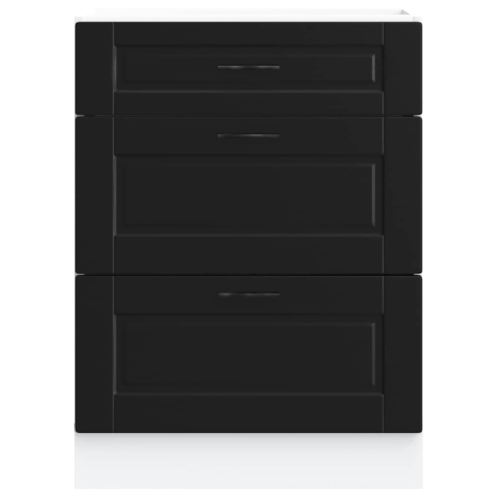 Kitchen Base Cabinet Porto Black Engineered Wood