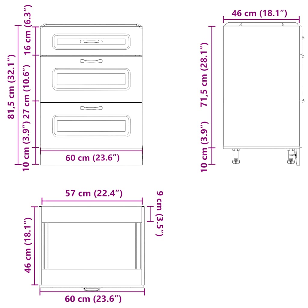 Kitchen Base Cabinet Kalmar Grey Sonoma Engineered Wood