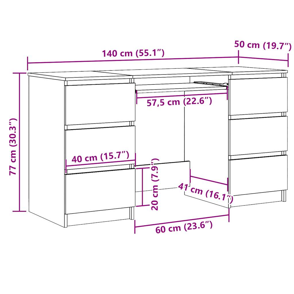 Writing Desk Old Wood 140x50x77 cm Engineered Wood