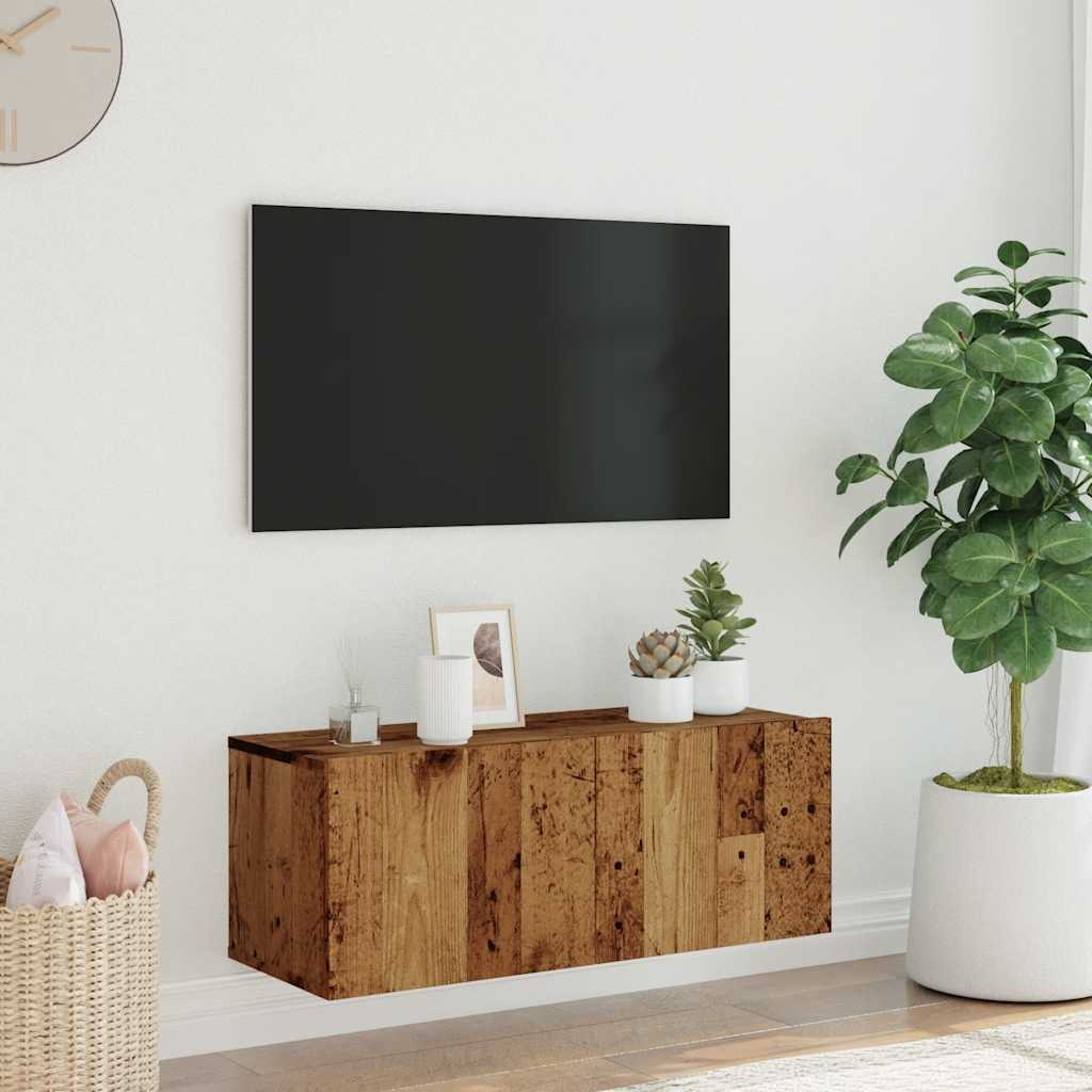 Wall Mounted TV Cabinet Old Wood 80x30x30 cm Engineered Wood