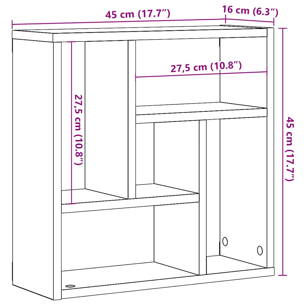 Wall Shelf Old Wood 45x16x45 cm Engineered Wood