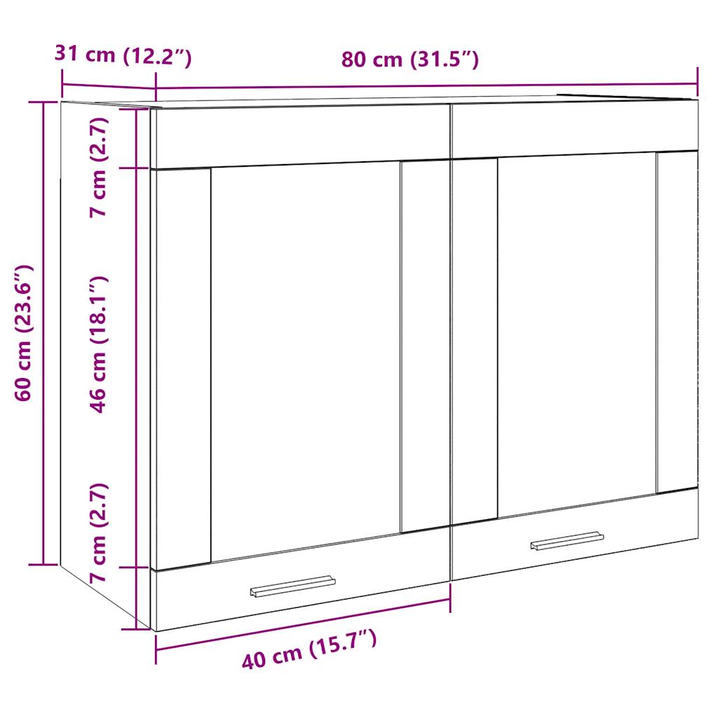 Hanging Glass Cabinet Lyon Concrete Grey 80x31x60 cm