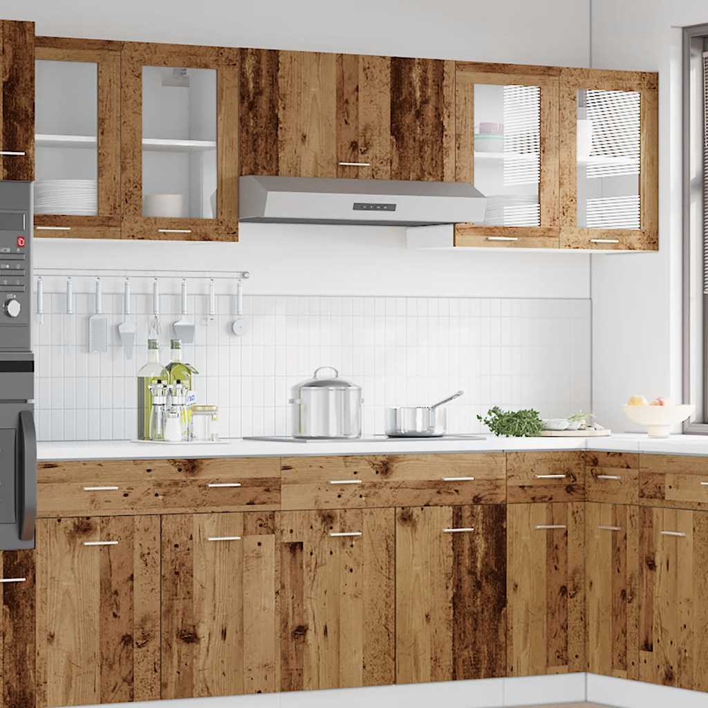 Kitchen Wall Cabinet Lyon with Glass Door Old Wood 60x31x60 cm