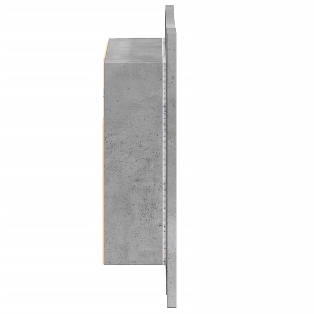 LED Bathroom Mirror Cabinet Concrete Grey 40x12x45 cm Engineered Wood