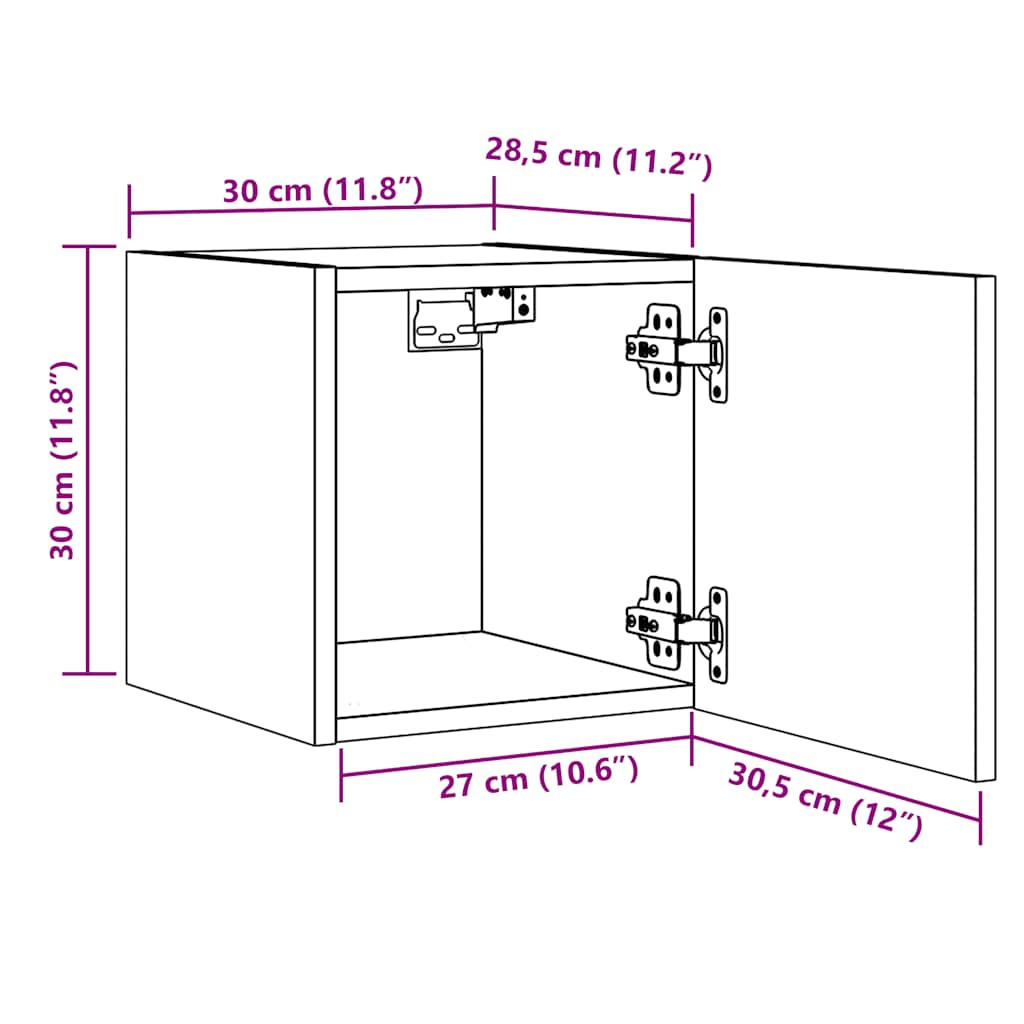 Wall Mounted TV Cabinet Old Wood 30.5x30x30 cm