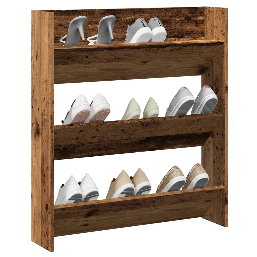 Wall Shoe Cabinet Old Wood 80x18x90 cm Engineered Wood