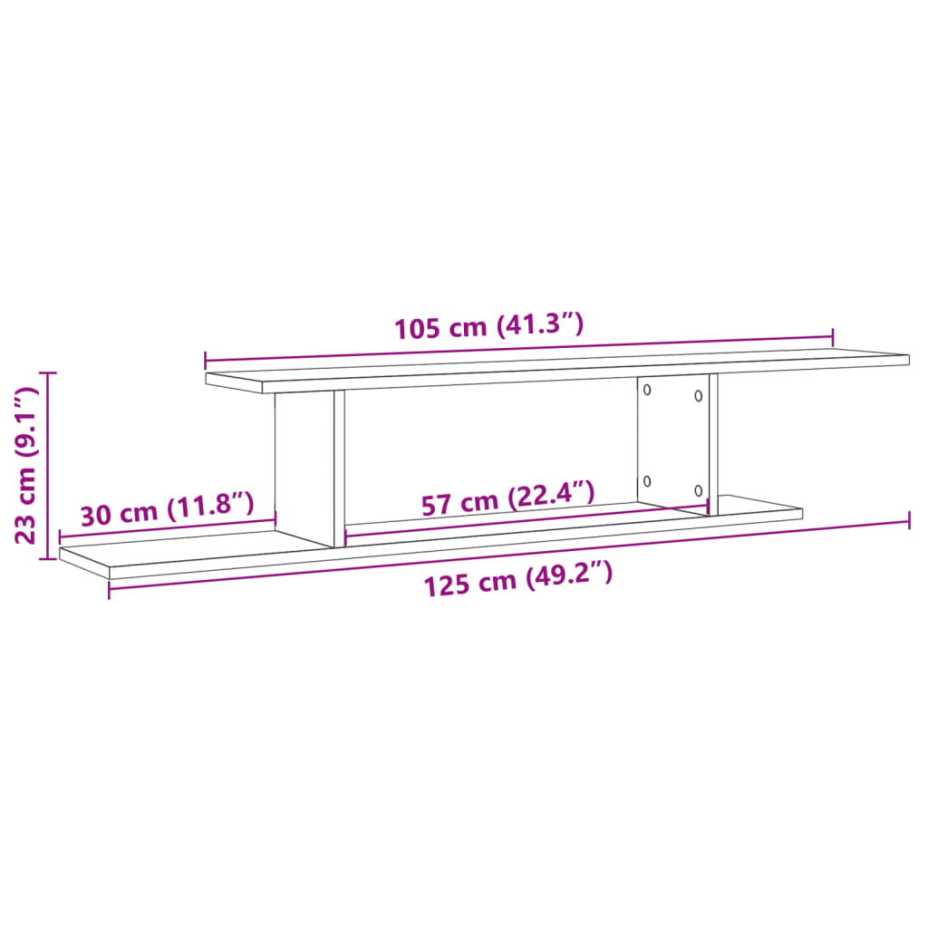 Wall-Mounted TV Shelf Artisan Oak 125x18x23 cm Engineered Wood