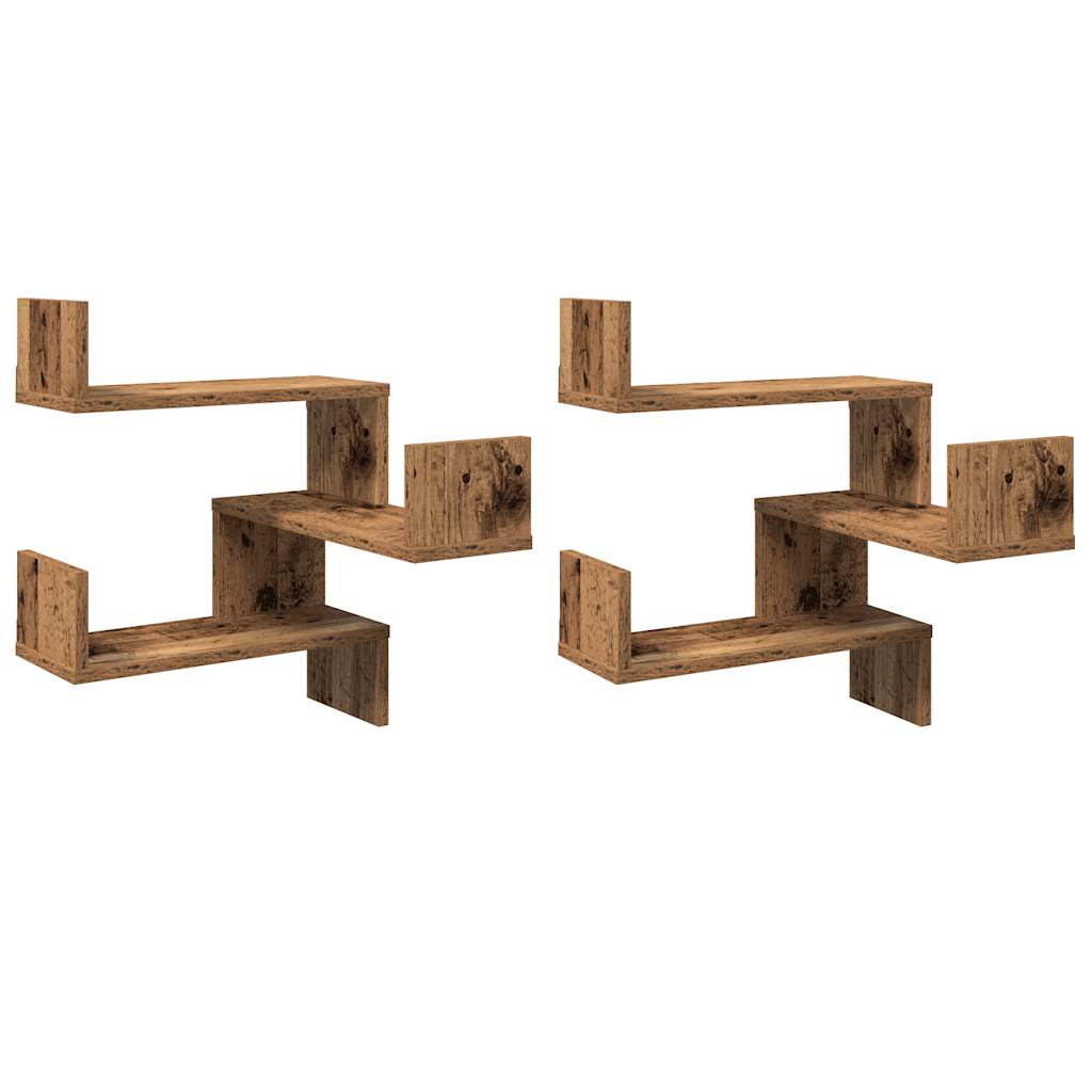 Wall Corner Shelves 2 pcs Old Wood 40x40x49.5 cm Engineered Wood