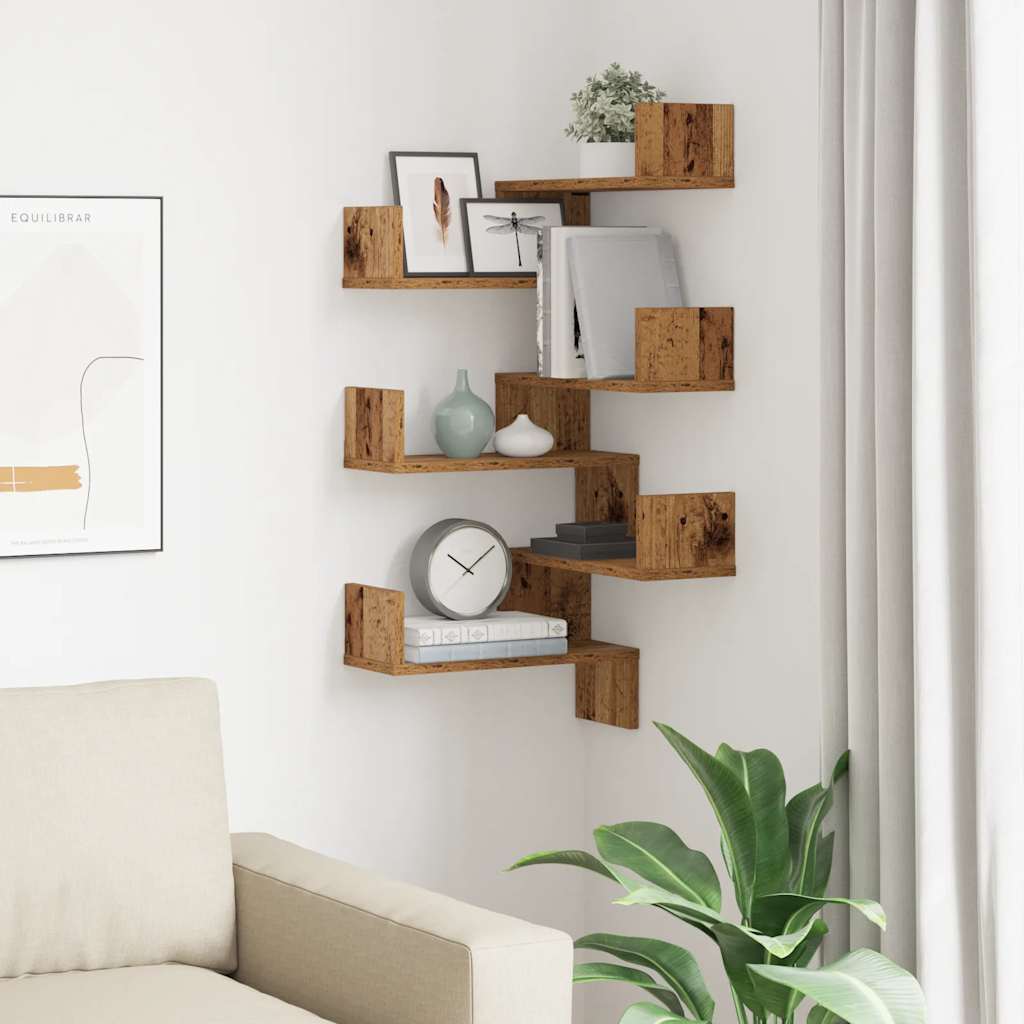 Wall Corner Shelves 2 pcs Old Wood 40x40x49.5 cm Engineered Wood