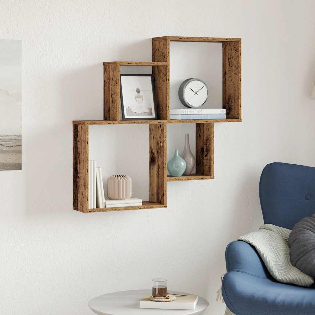 Wall Shelf Old Wood 80x15x78.5 cm Engineered Wood