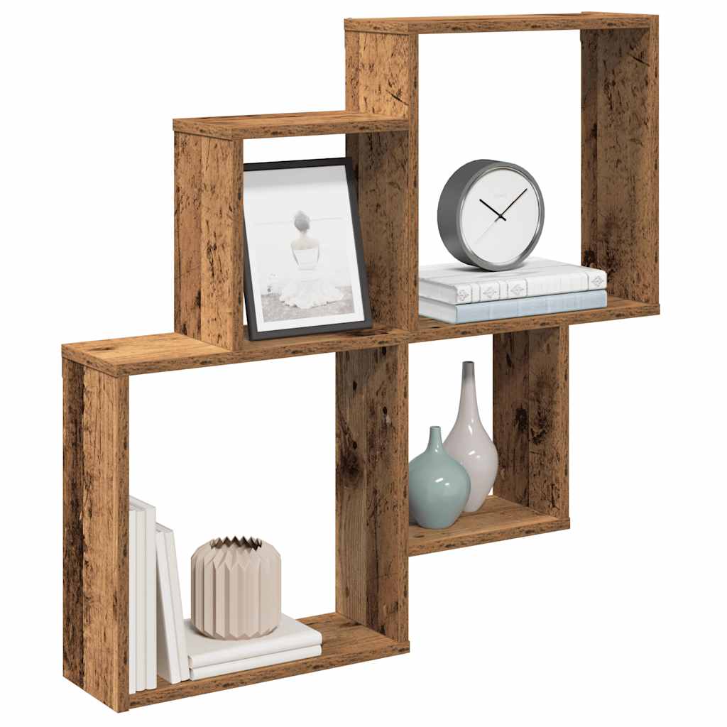 Wall Shelf Old Wood 80x15x78.5 cm Engineered Wood