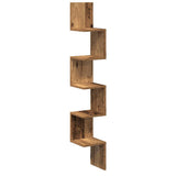 Wall Corner Shelf Old Wood 20x20x127.5 cm Engineered Wood