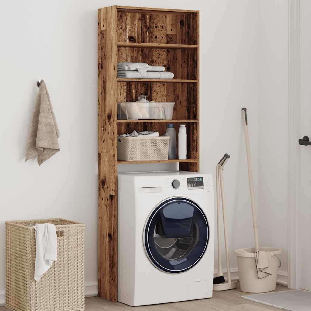 Washing Machine Cabinet Old Wood 64x24x190 cm