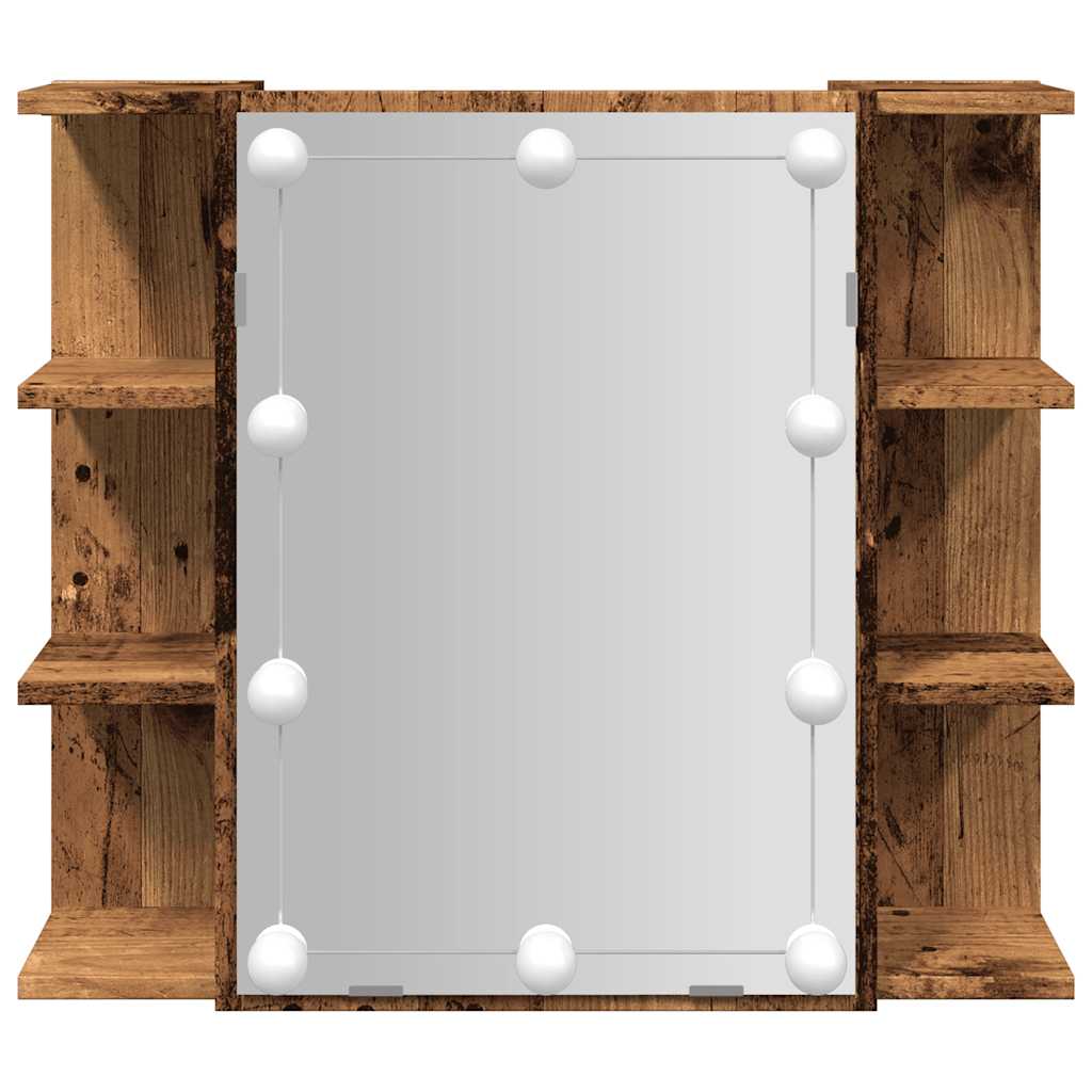 Mirror Cabinet with LED Old Wood 70x16.5x60 cm