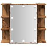 Mirror Cabinet with LED Old Wood 70x16.5x60 cm